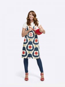 Suzi Perry wearing the Orla Kiely Sport Relief 2016 apron available from HomeSense and TK Maxx stores