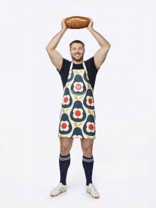 Ben Cohen wearing the Orla Kiely Sport Relief 2016 apron available from HomeSense and TK Maxx stores